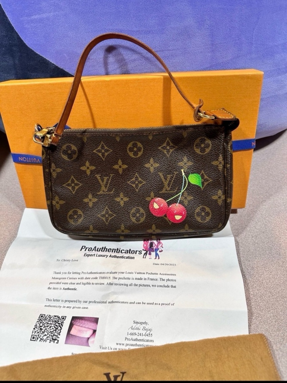 Louis Vuitton Brown Monogram Cherry Print Mini Pochette